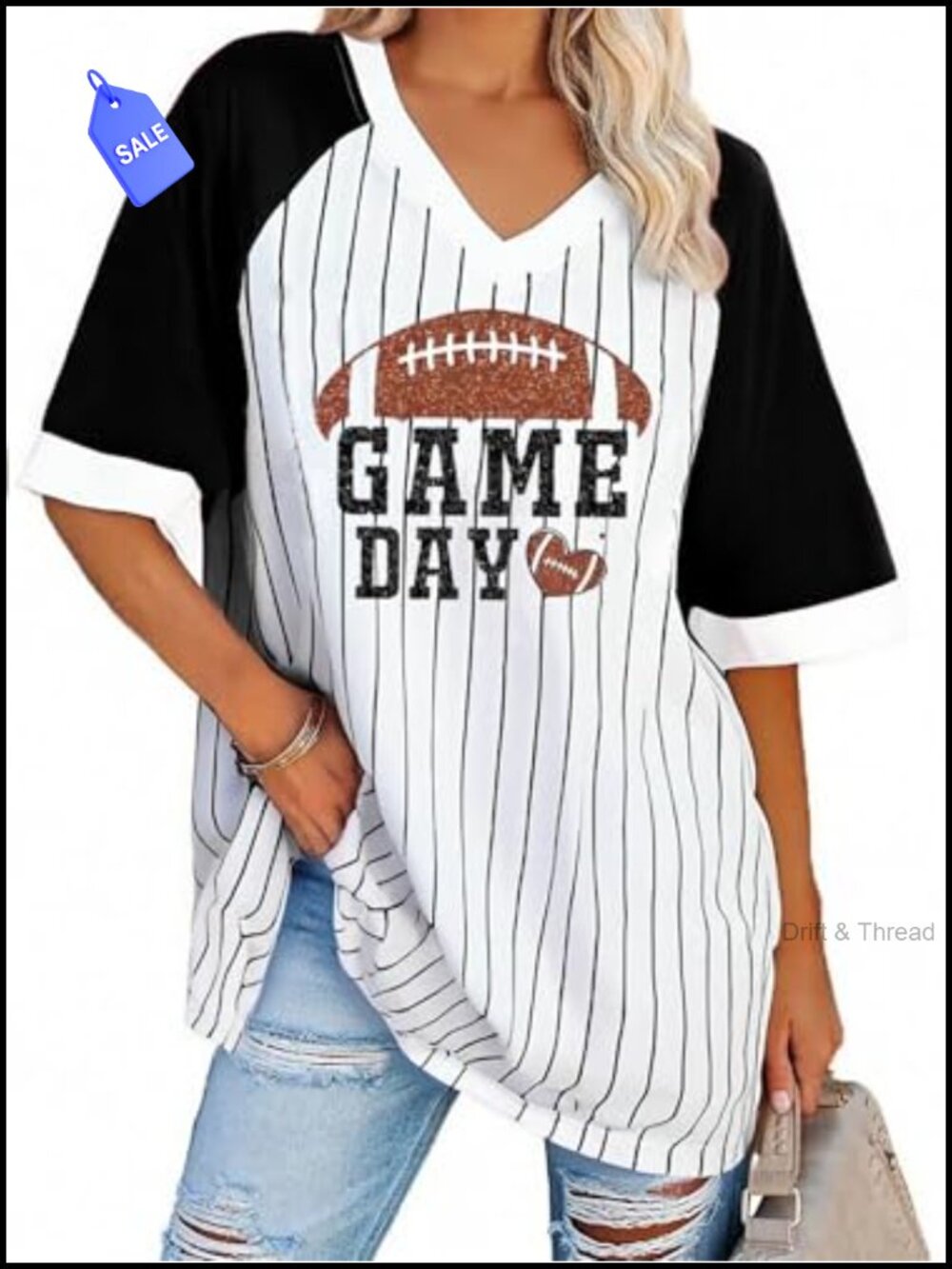 Oversized Game Day Football T-Shirt Women Short Sleeve Tee